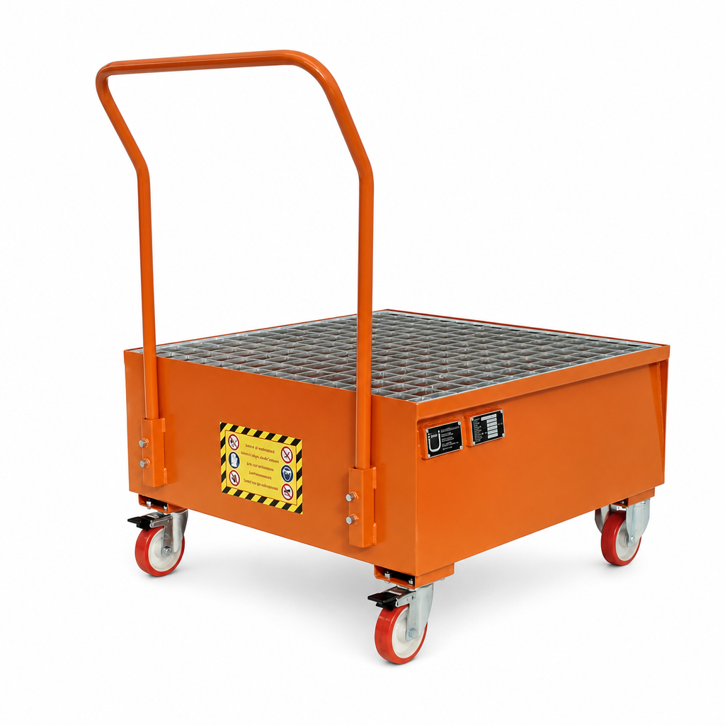Orange Steel Bunded Spill Trolley for 1–2 Drums