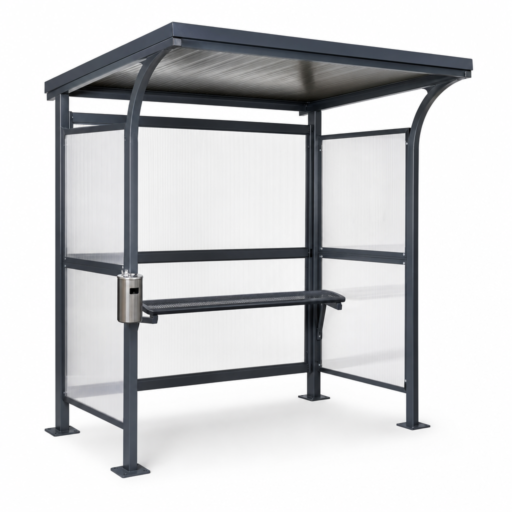 Outdoor Smoking Shelter with Perch Seat