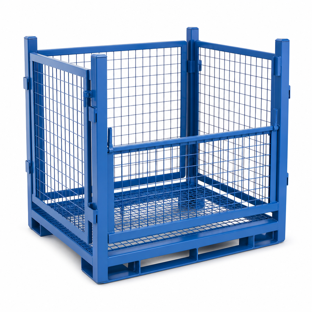 Painted Steel Mesh Stillage with Forklift Runners