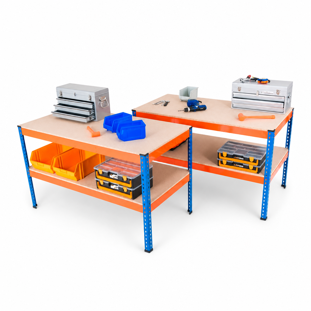 Pair of Heavy Duty Steel Workbenches