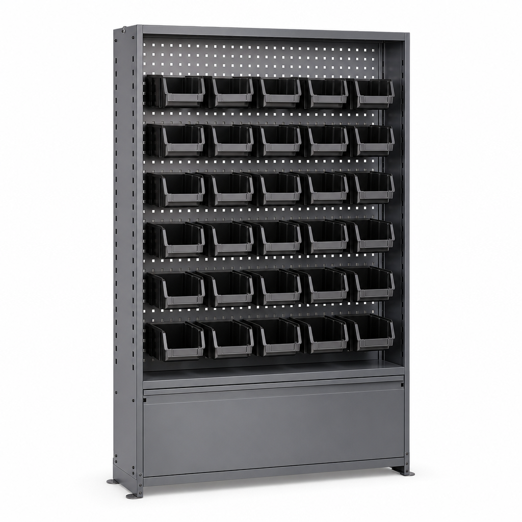 Perforated Tool Storage Cabinet with 25 Bins 2000x1050mm