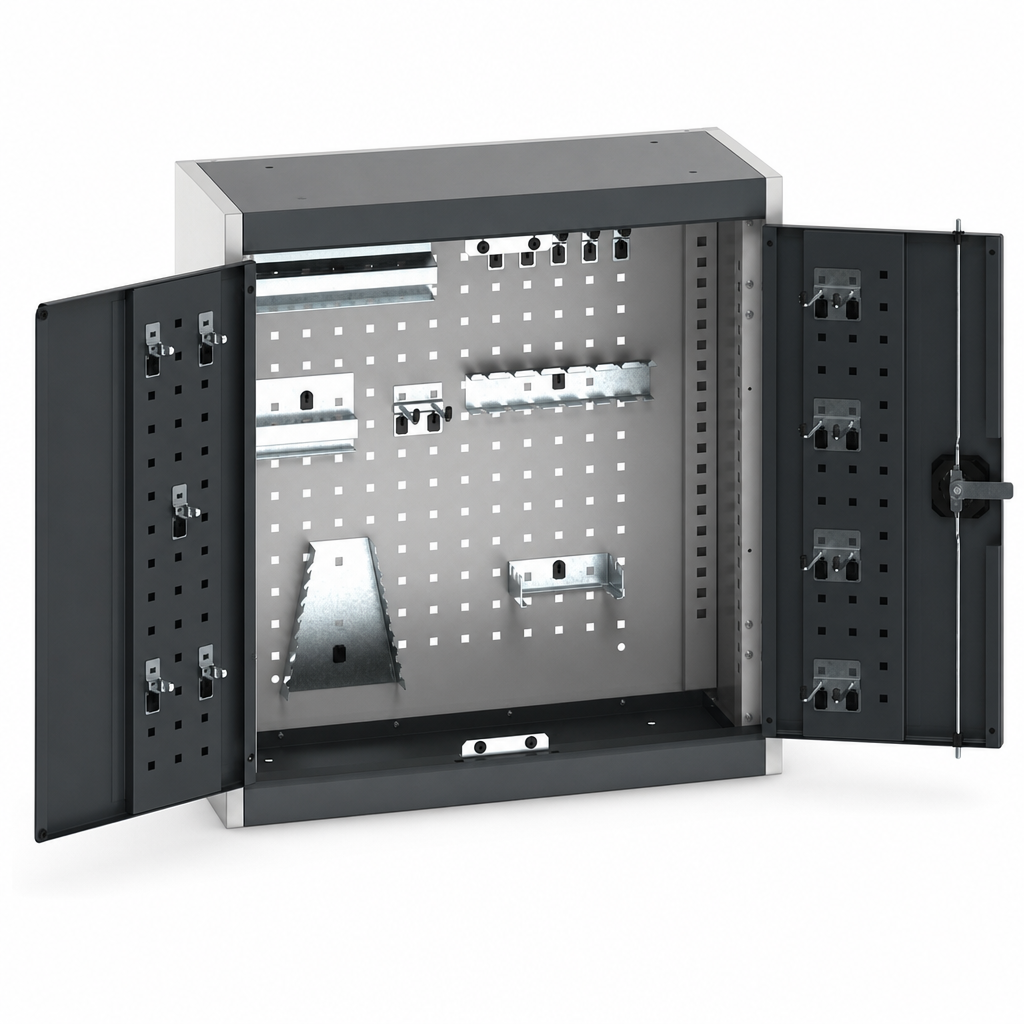 Perforated Wall Cupboard with 20 Hook Tool Storage Kit 700x650mm