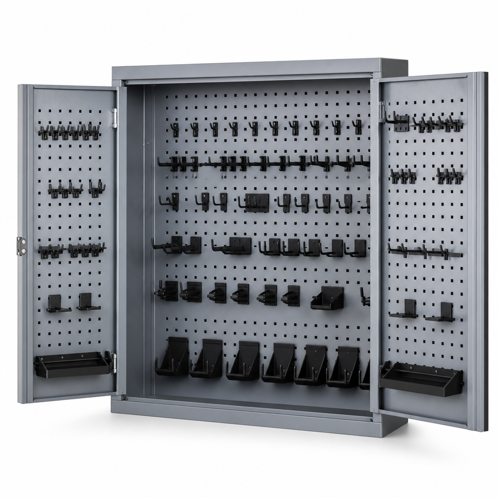 Perforated Wall Cupboard with 40 Hook Tool Storage Kit 1000x1050mm