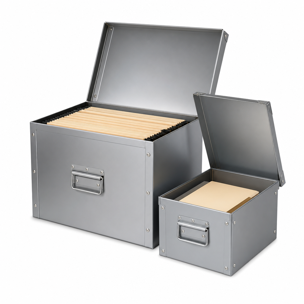 Pop-Up Archive Storage Boxes with Hinged Lids