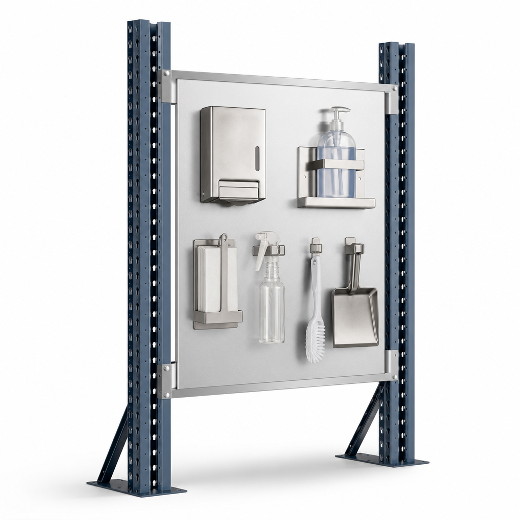 Rack End Sanitising Shadow Notice Boards for Double Aisles