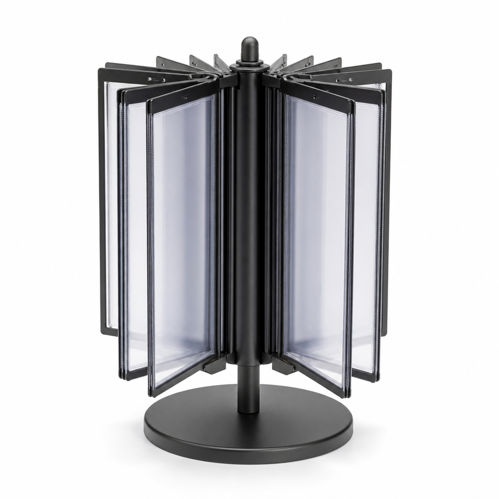 Rotary Desktop Display Unit with Plastic Pockets