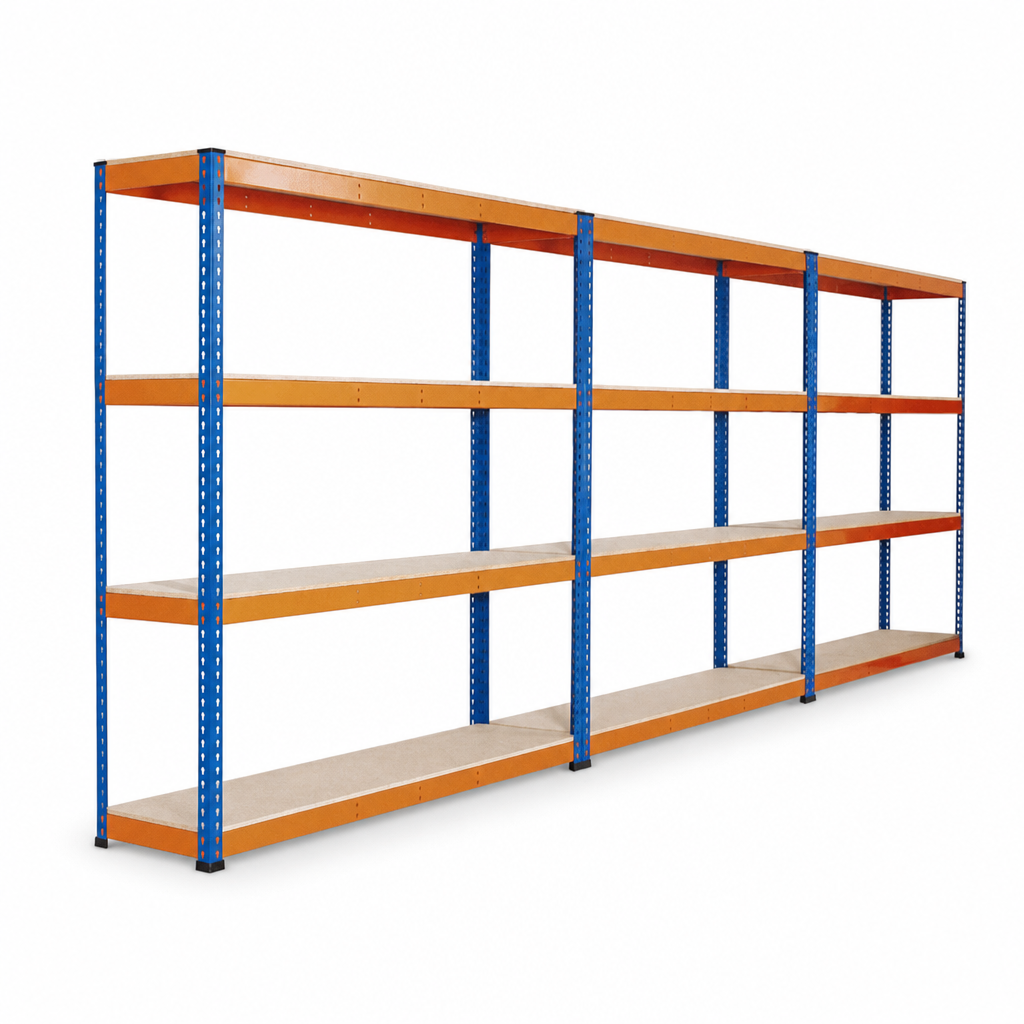 Set of 3 Heavy Duty Shelving Bays with Chipboard Shelves