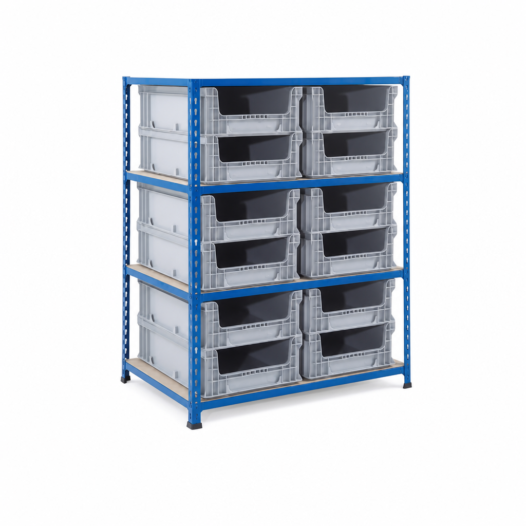 Shelving Bay with 12 Open Fronted Euro Containers 1220h x 915w