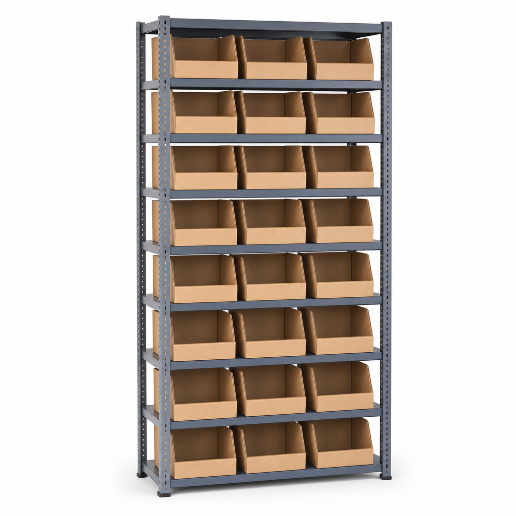 Shelving Bay with 27 Cardboard Picking Bins 1600h x 915w