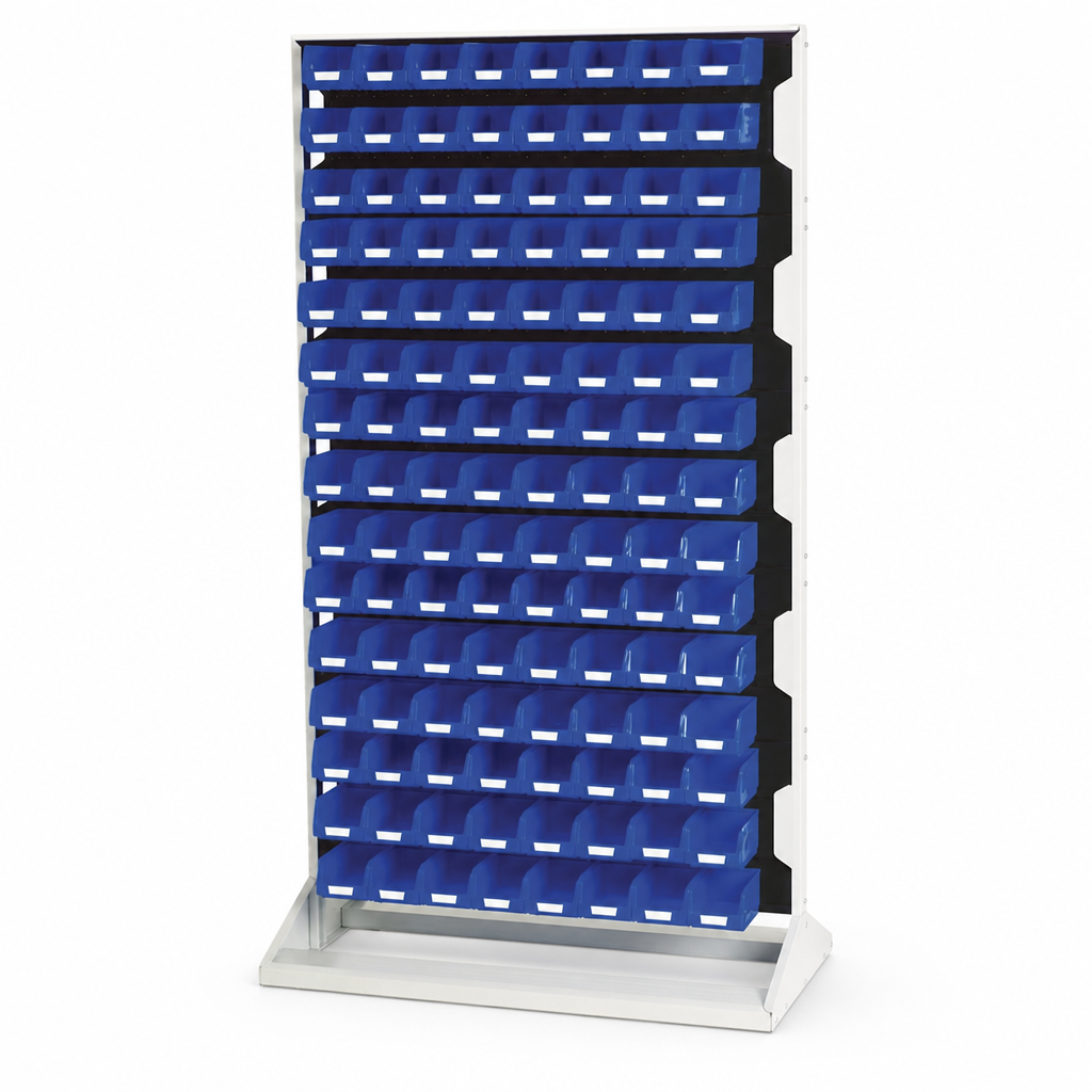Single-Sided Louvre Panel Rack with Storage Bins