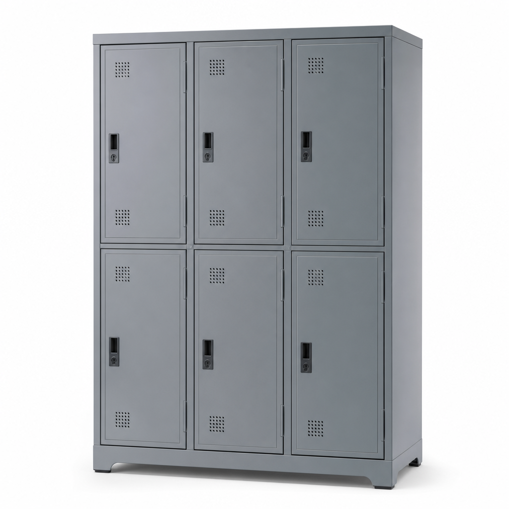 Six Door Nestable Metal Lockers with Anti-Bacterial Finish