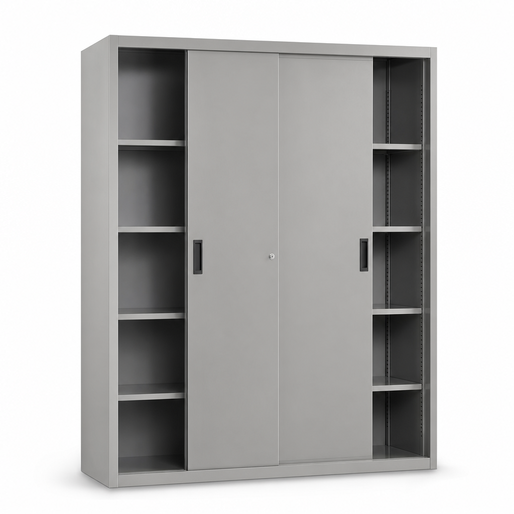 Sliding Door Metal Storage Cupboard with Adjustable Shelves