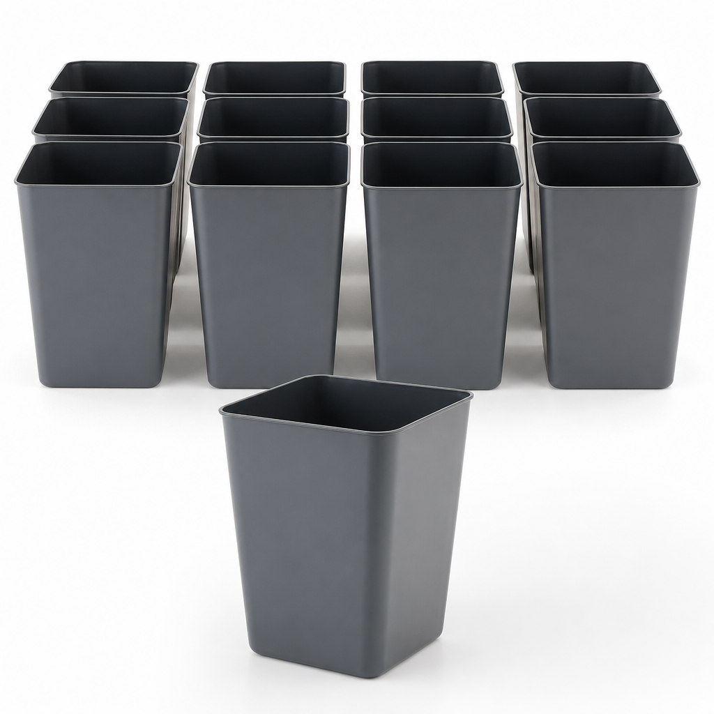Square Plastic Wastepaper Bins 27L – Pack of 12