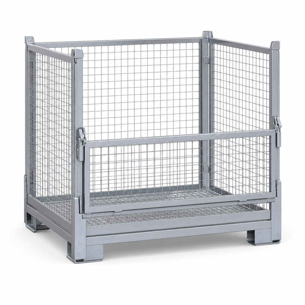 Stackable Mesh Steel Stillage with Half Drop Front