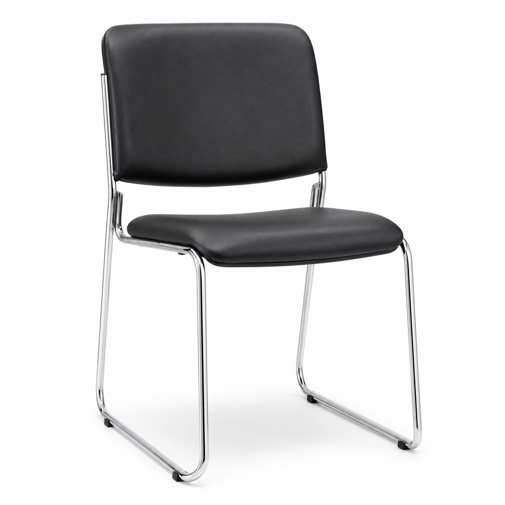 Stackable Vinyl Visitor Chair with Chrome Frame