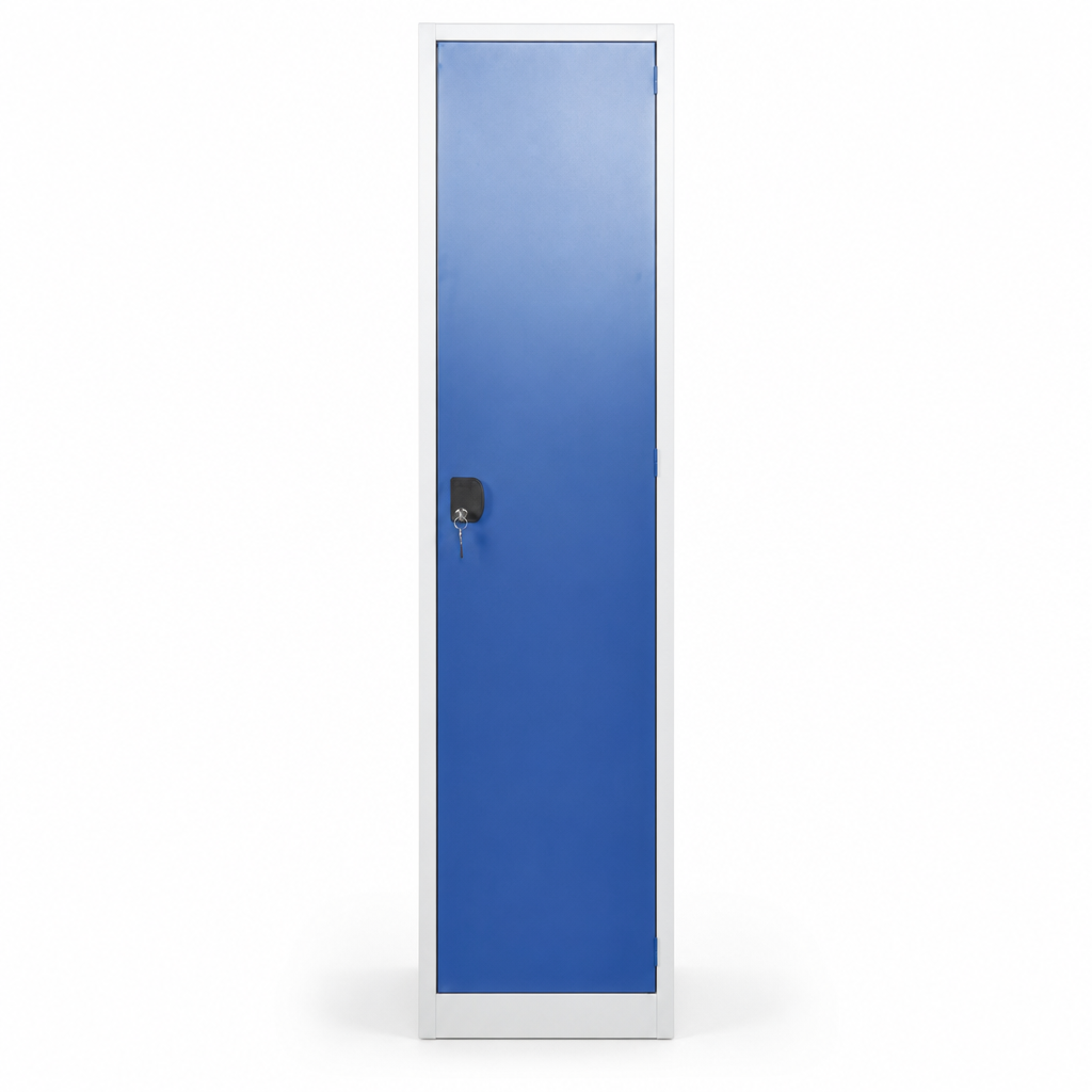 Steel Clothing Locker with Wardrobe Compartment and Shelves
