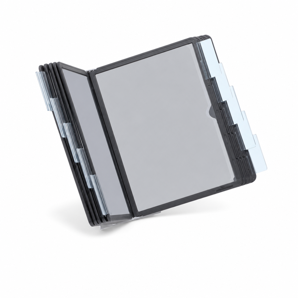 Steel Desk-Mounted Information Display with 10 A5 Pockets