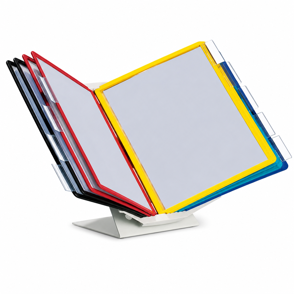 Steel Desk or Wall Display Unit with 10 Assorted A4 Pockets