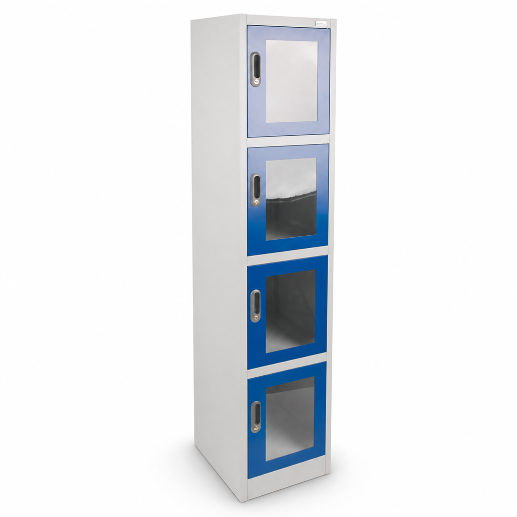 Steel Locker with 4 Compartments and Clear Doors