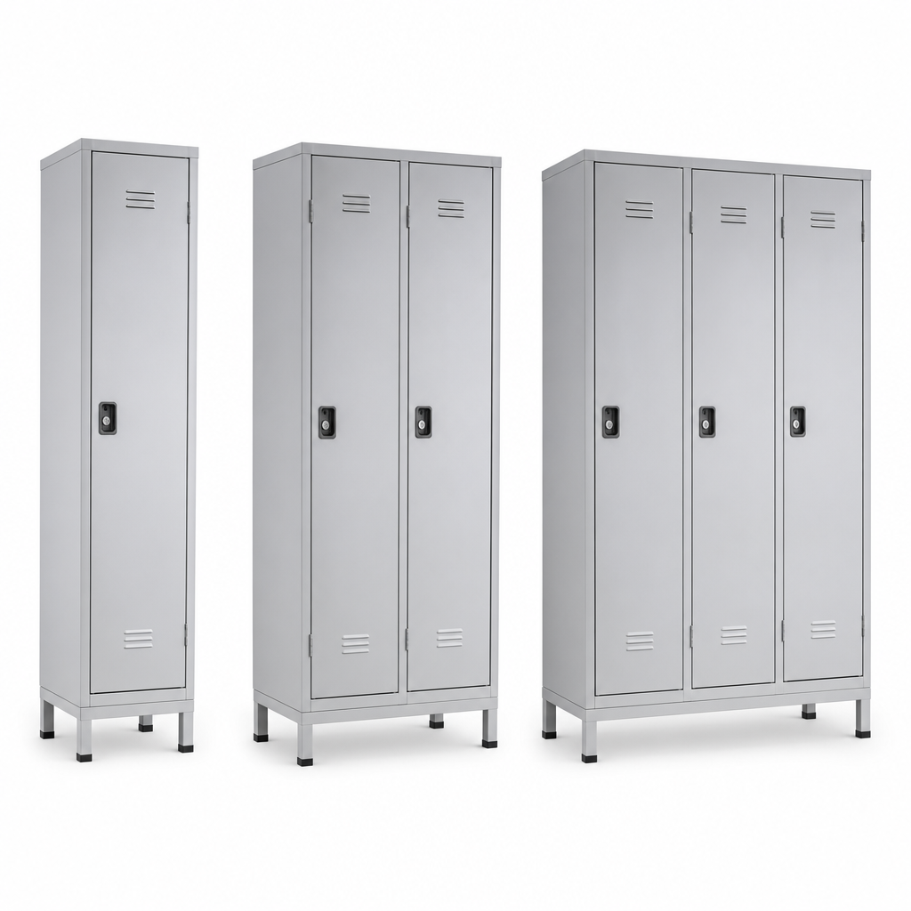 Steel Modulo Wardrobe Lockers on Raised Base, 1–3 Columns