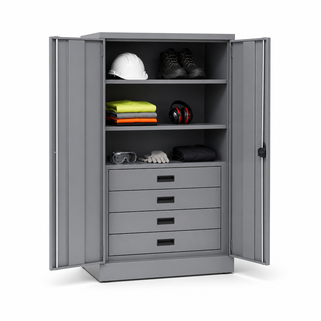 Steel PPE Cupboard with 4 Drawers 1000x1050x550mm