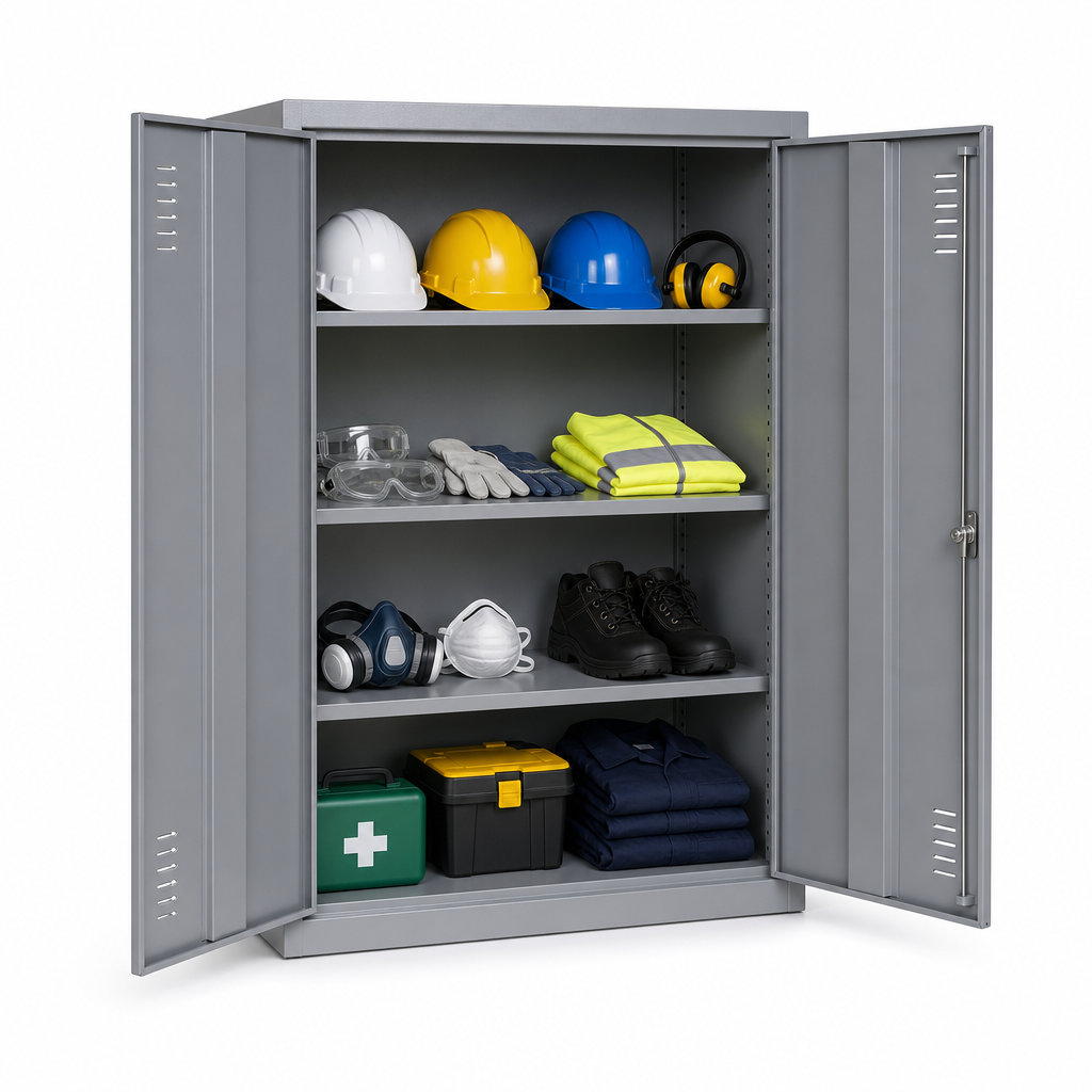 Steel PPE Storage Cupboard with 4 Shelves 1000x1050mm