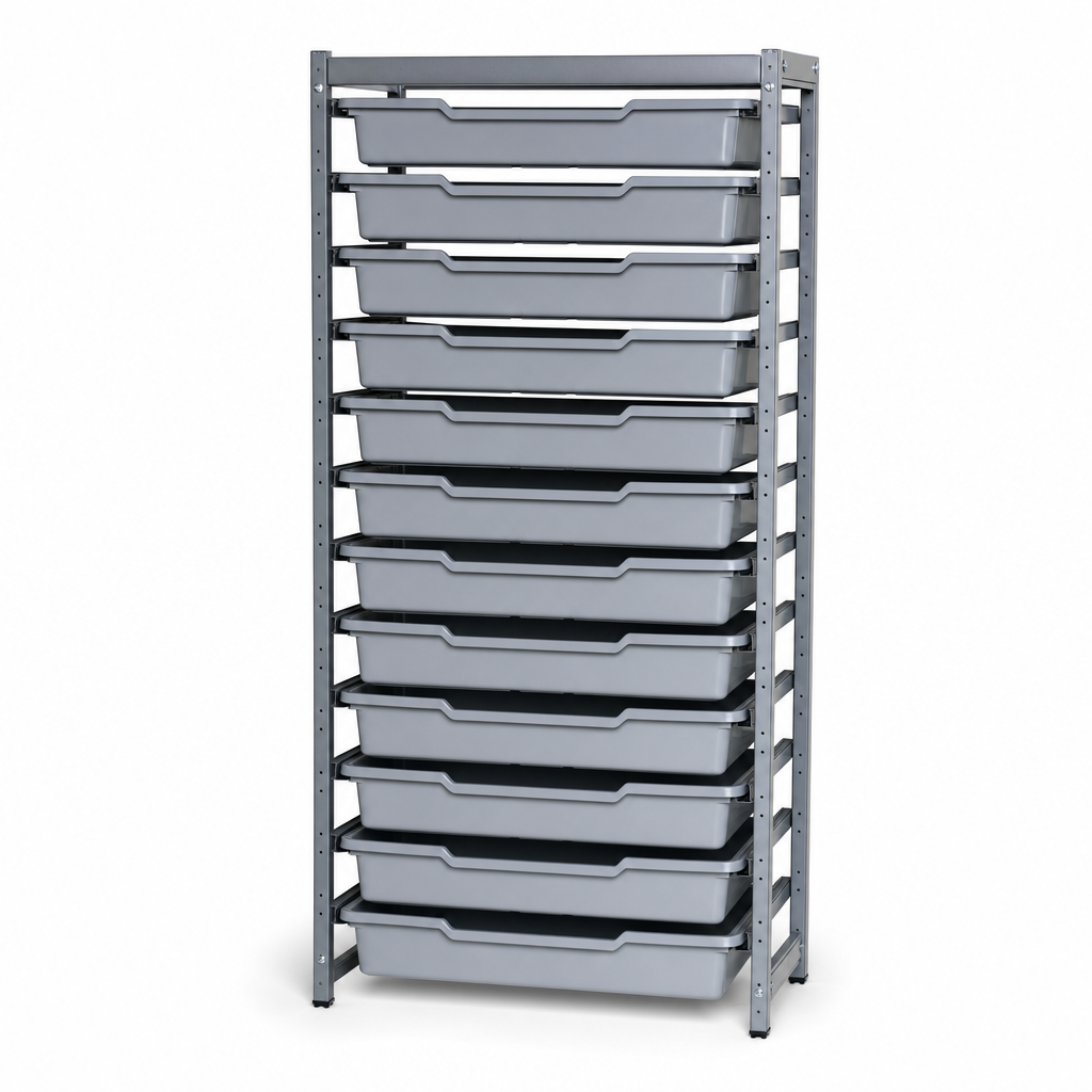 Steel Shelving Bay with 12 Jumbo Trays 1600h x 1020w