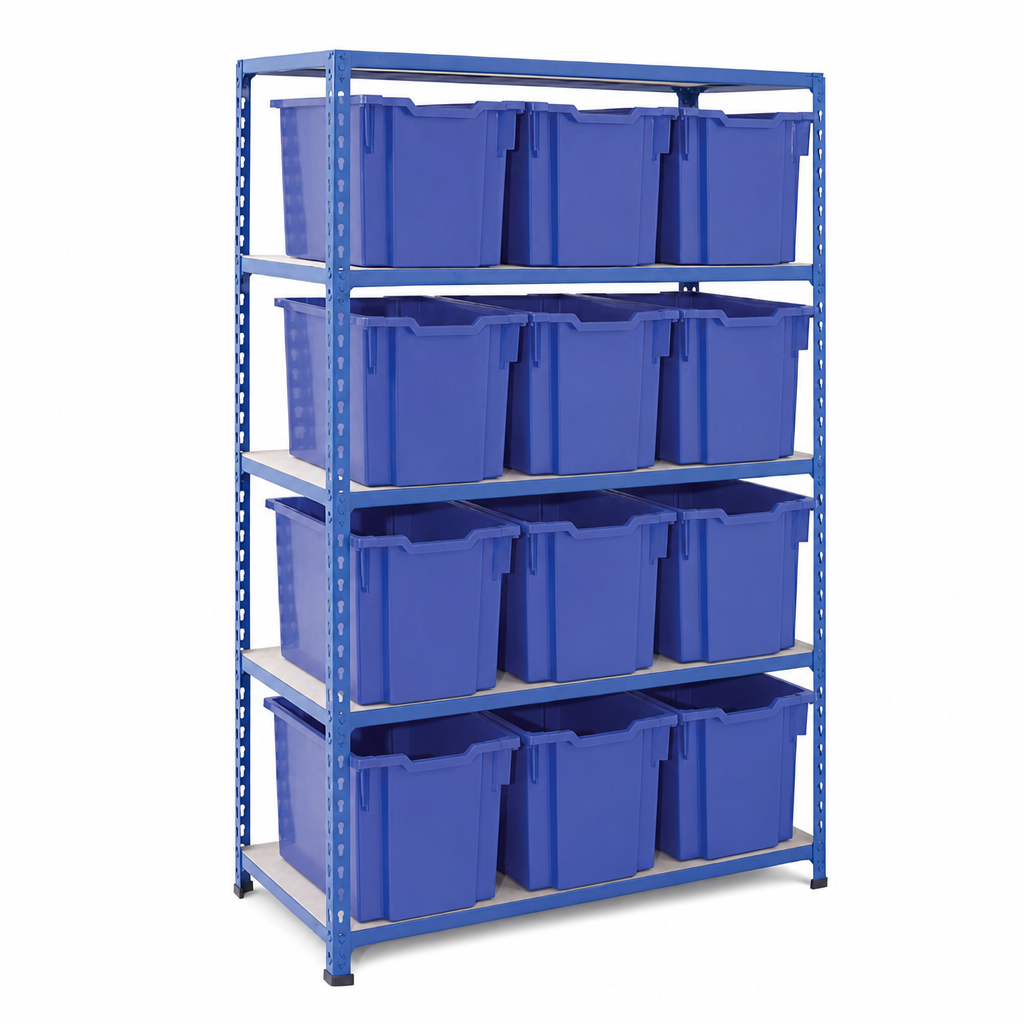 Steel Shelving Bay with 12 Jumbo Trays 1600h x 1020w
