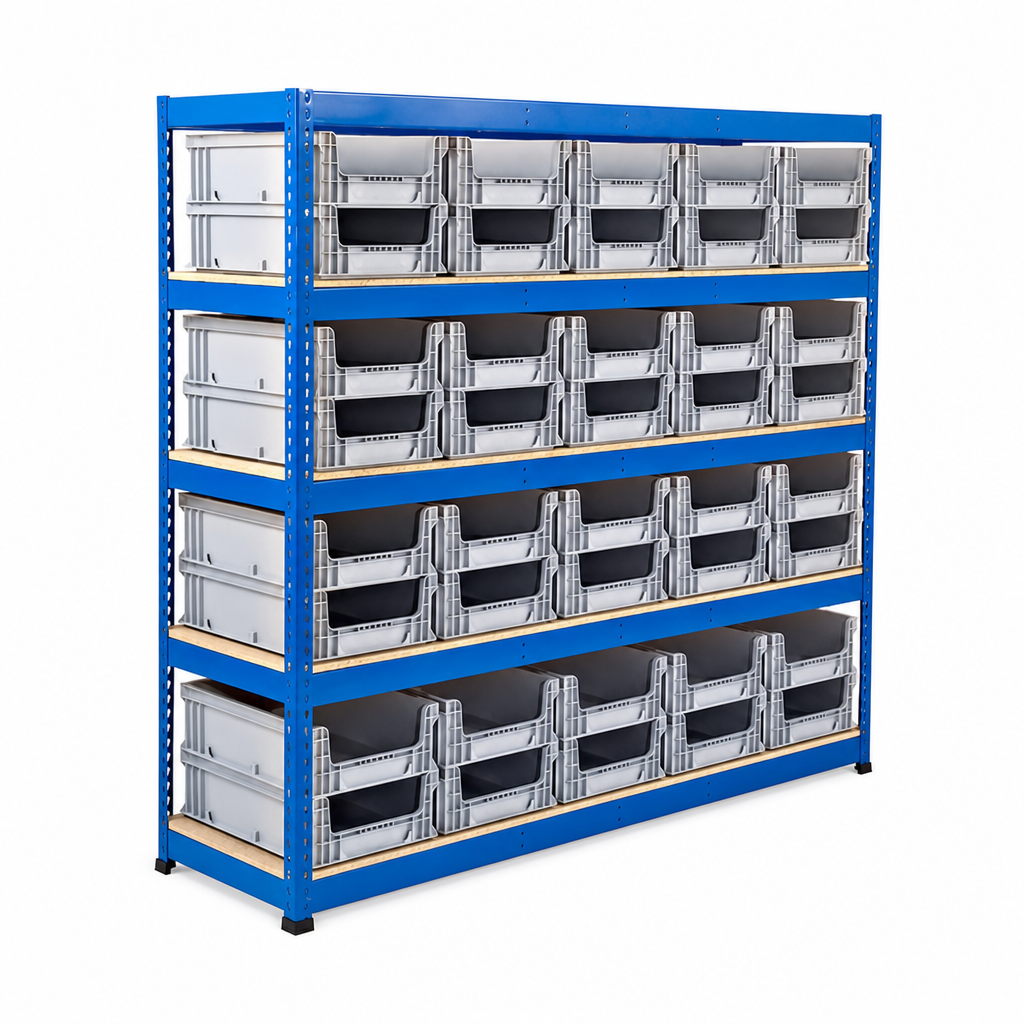 Steel Shelving with Open Front Euro Containers