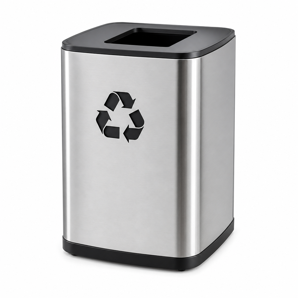 Steel Square Indoor Recycling Bin 40L