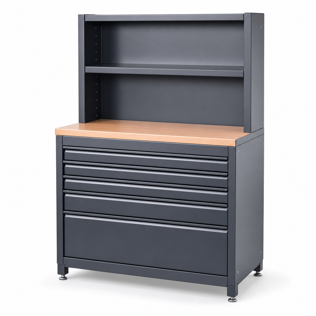 Steel Tool Cabinet with Shelf and Multi-Drawer Storage 900x1050mm