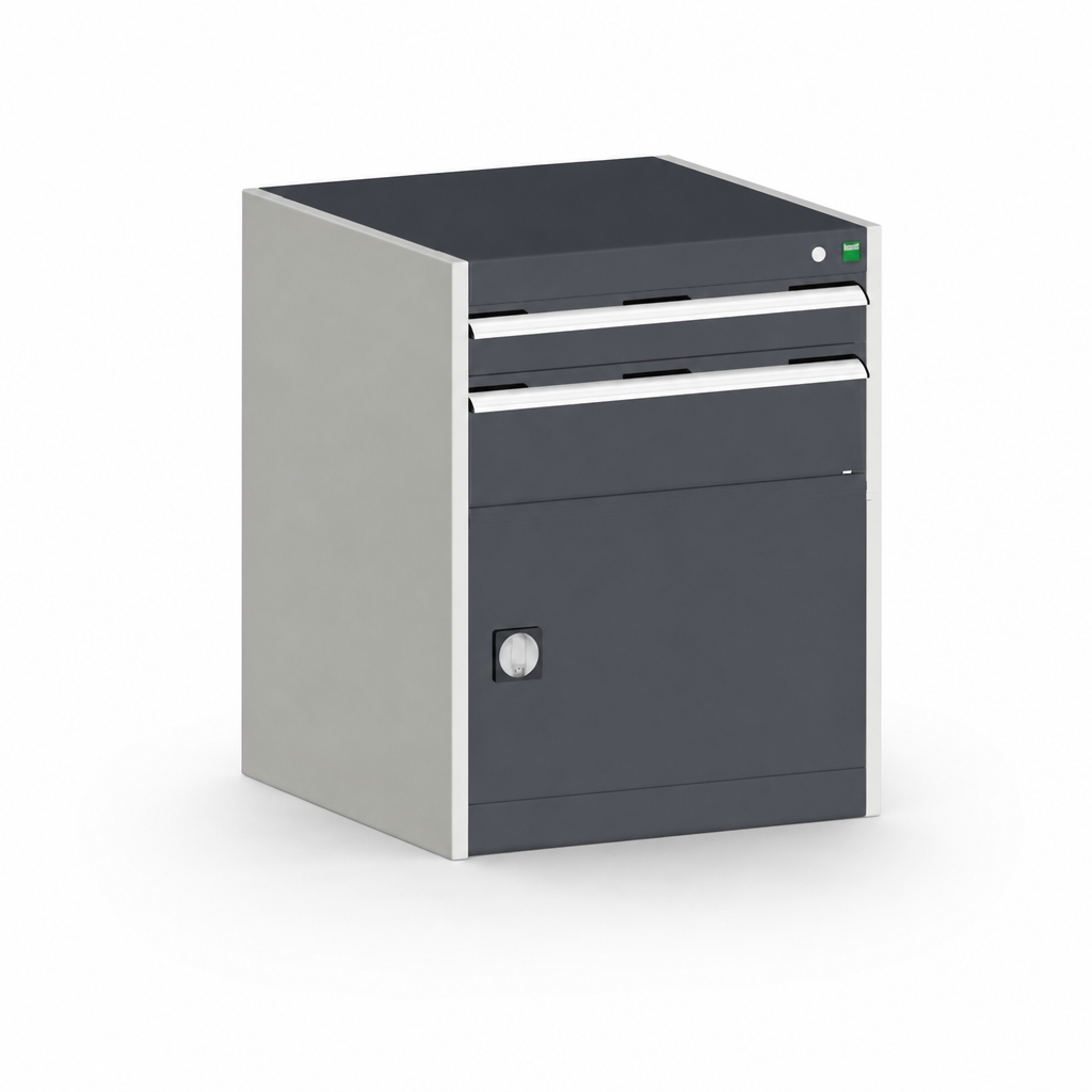 Steel Tool Cupboard with Perforated Door, Shelf and 2 Drawers