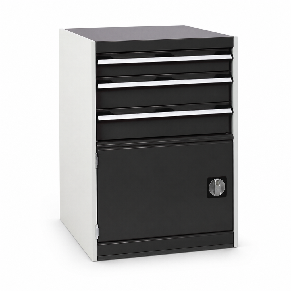 Steel Tool Cupboard with Perforated Door, Shelf and 3 Drawers