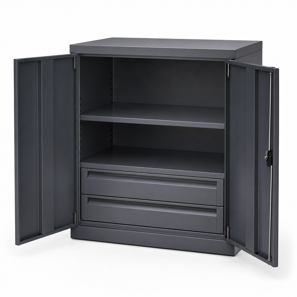Steel Tool Cupboard with Shelf and 2 Drawers 800x800x550mm