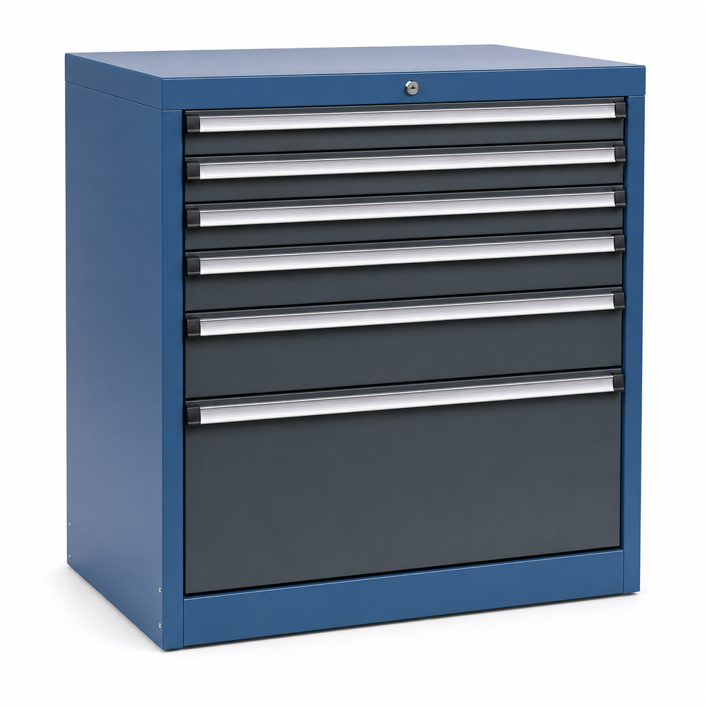 Steel Tool Storage Cabinet With Multi-Height Drawers 800x800x550mm