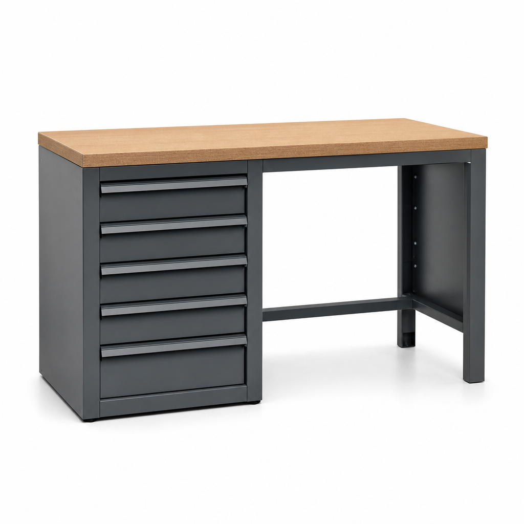 Steel Workbench with 5 Drawers and MPX Worktop