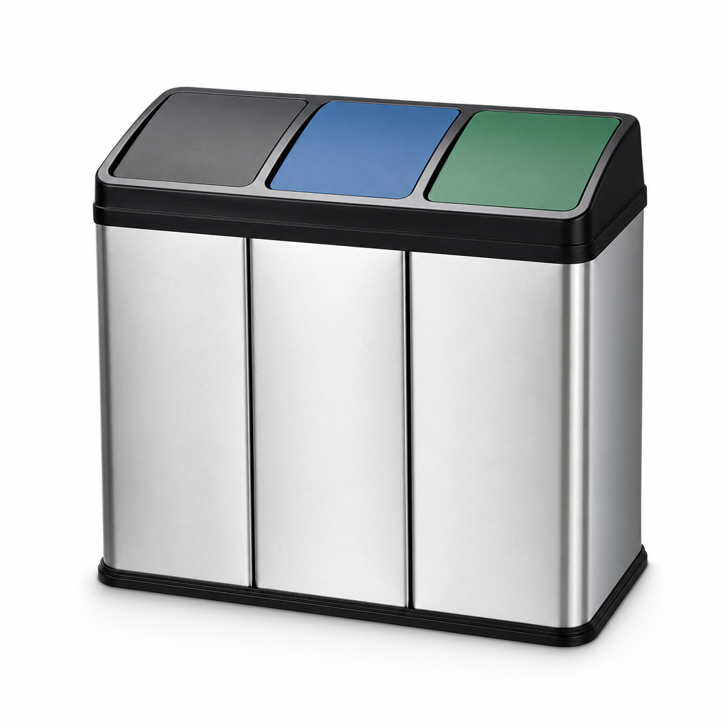 Swing Top Plastic Waste and Recycling Bins for Offices