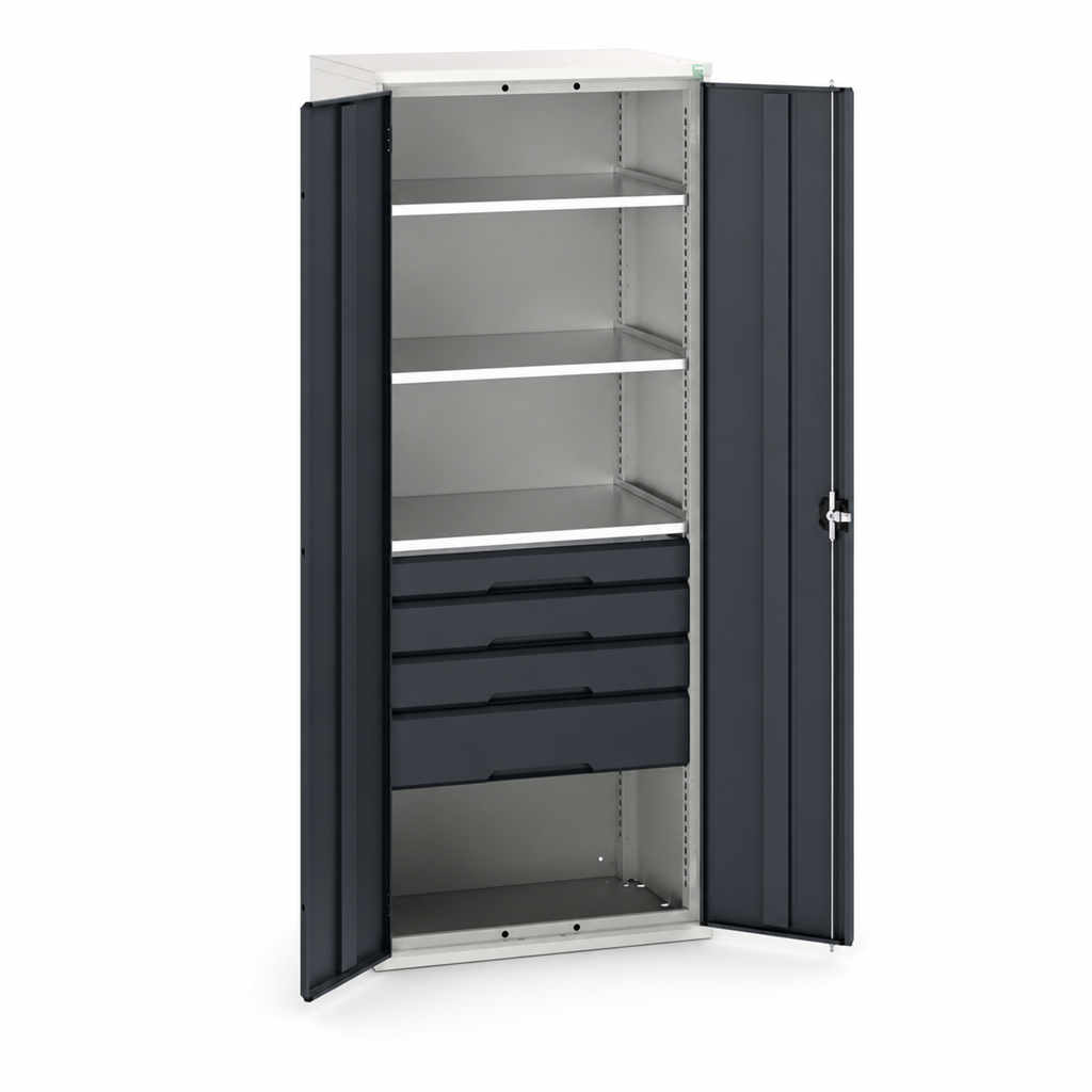 Tall Metal Tool Cupboard with Drawers and Shelves 2000 x 800mm