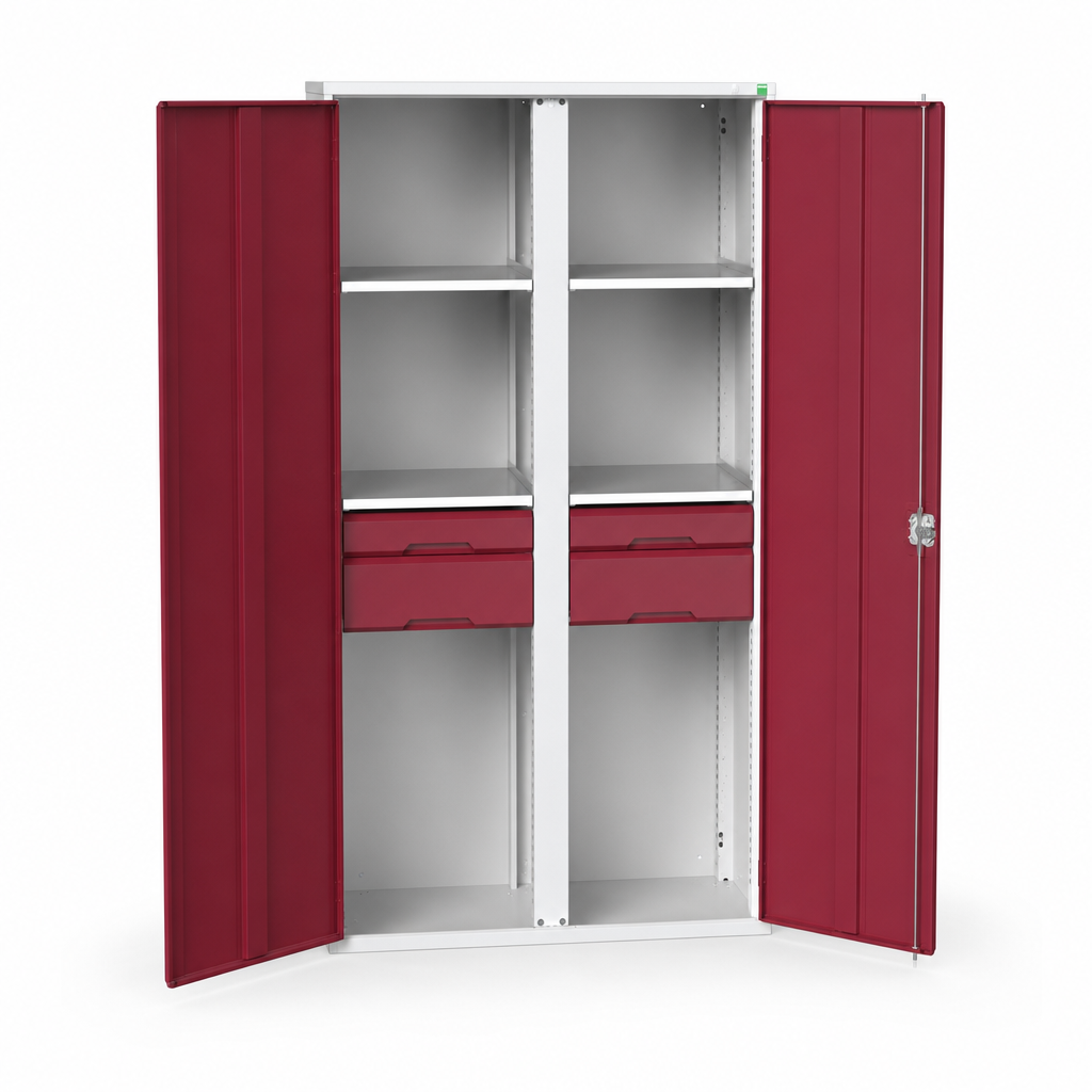 Tall PPE Storage Cabinet with Shelves and Drawers 2000 x 1050mm