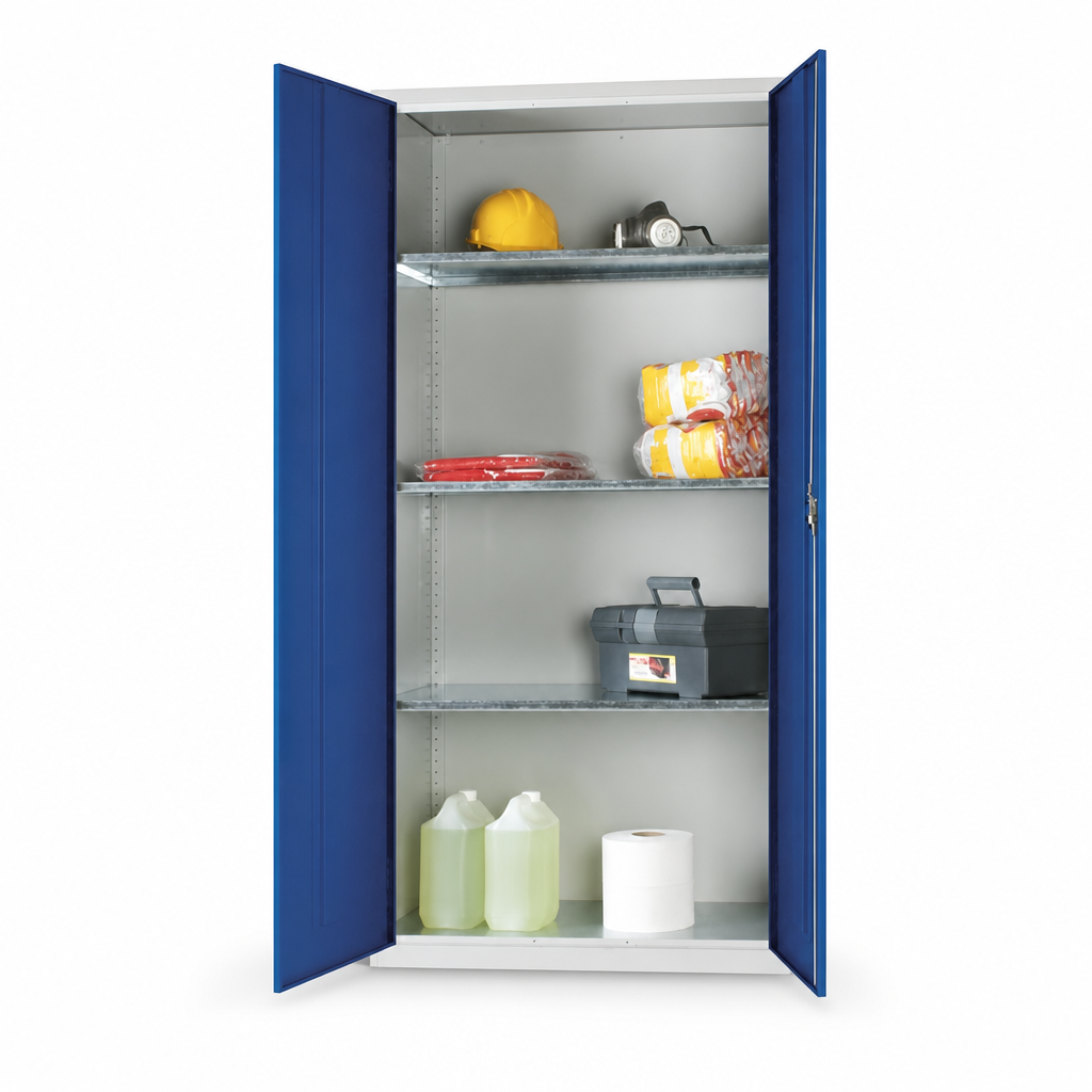 Tall Steel PPE Storage Cupboard with 3 Shelves 1830mm High