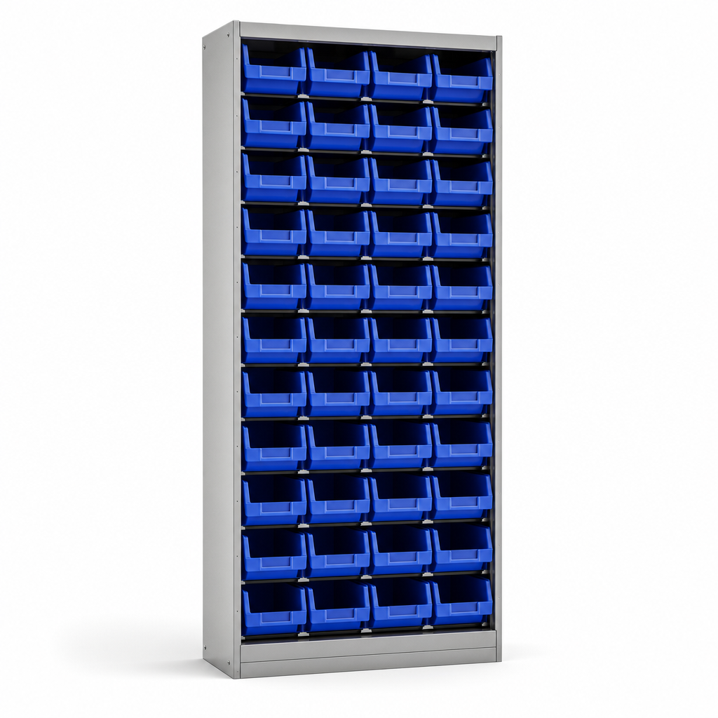Tall Workshop Storage Cabinet with 44 Bins 2000x800mm