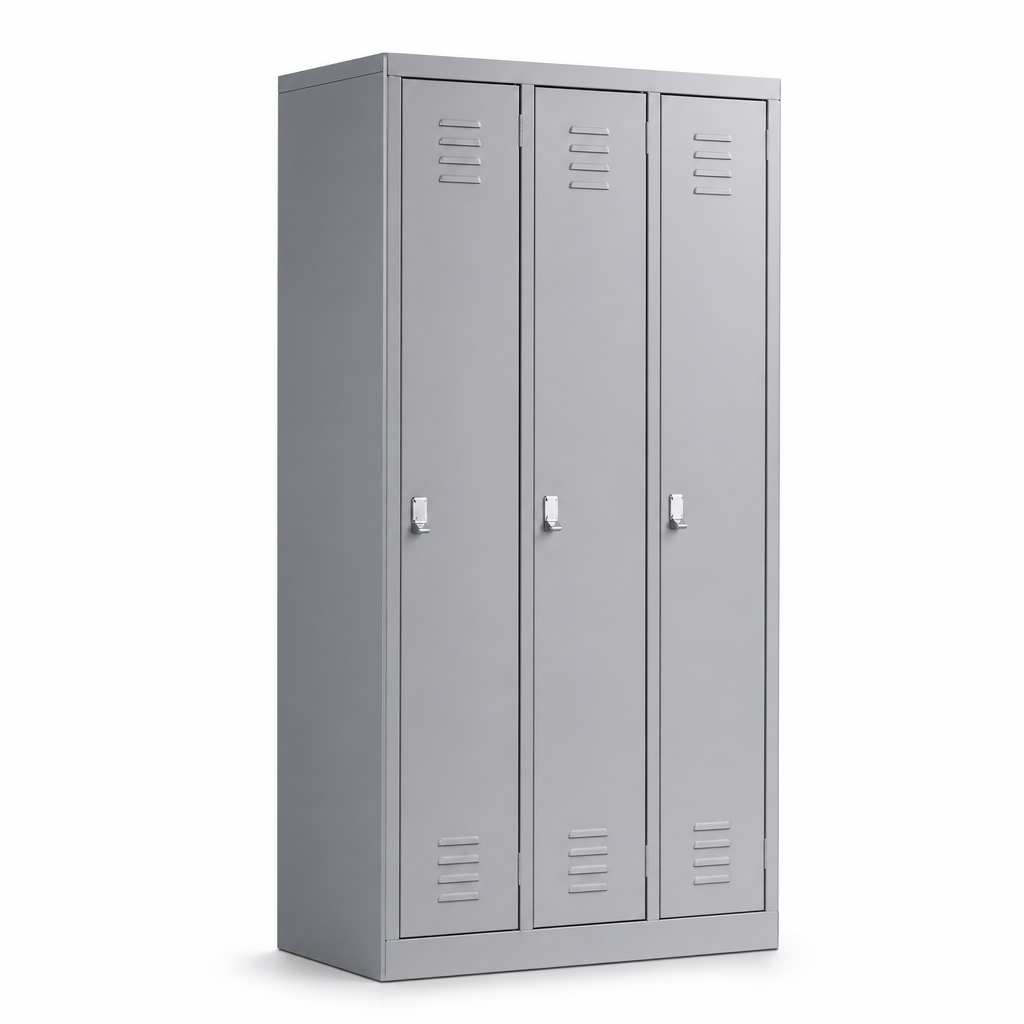 Three Door Metal Lockers with Hasp or Cam Locks