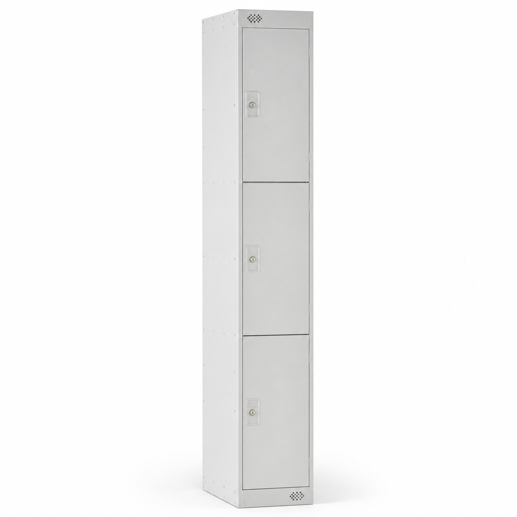 Three-Door Nestable Metal Lockers with Anti-Bacterial Coating