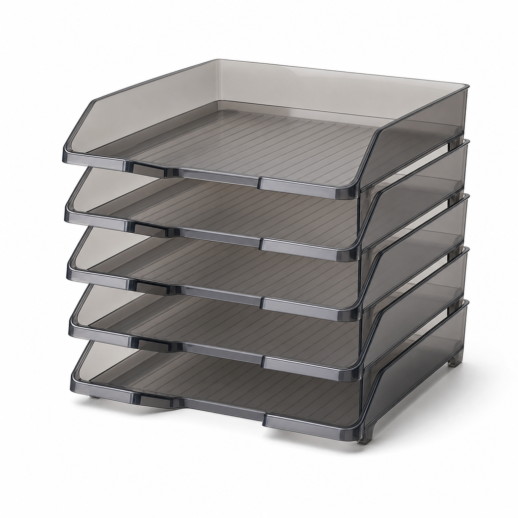 Triple A4 Tinted Plastic Storage Trays Pack of 5