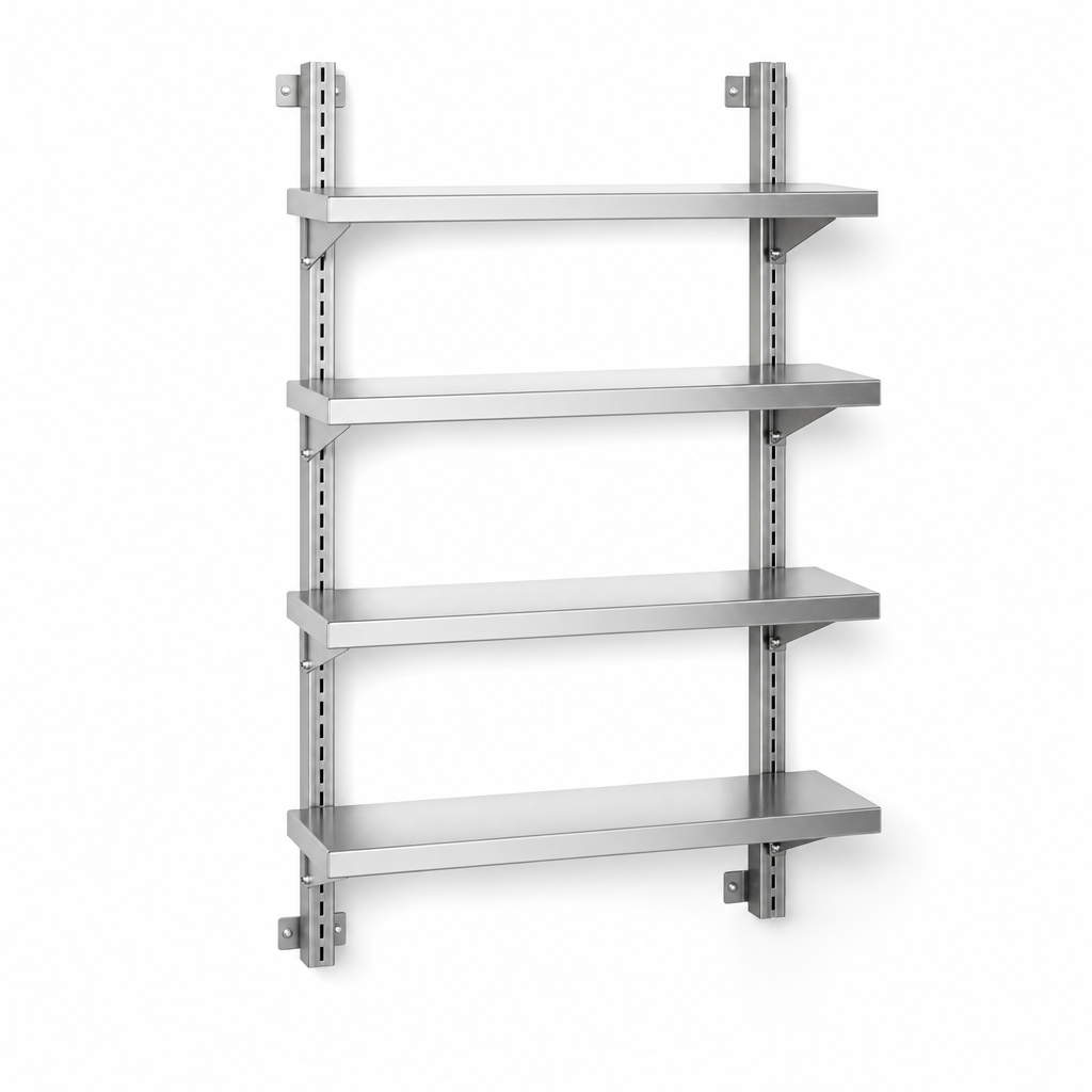 Twin Slot Wall Mounted Shelving with 4 Adjustable Shelves