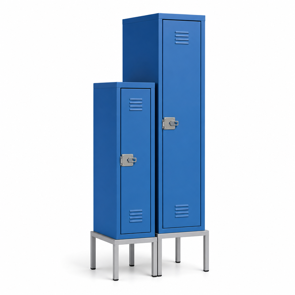 Two Nest Metal Single Door Lockers with Hasp Lock and Stand