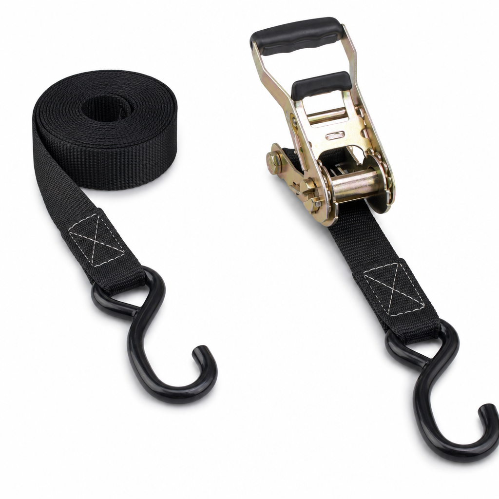 Two-Piece Ratchet Strap with S Hook, 5 m, 500 kg Capacity