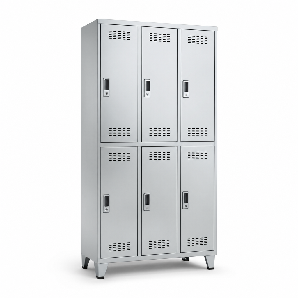Ventilated Steel Storage Lockers with Anti-Bacterial Coating
