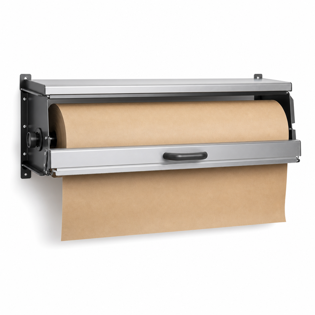 Wall Mounted Horizontal Dispenser and Cutter for Large Rolls