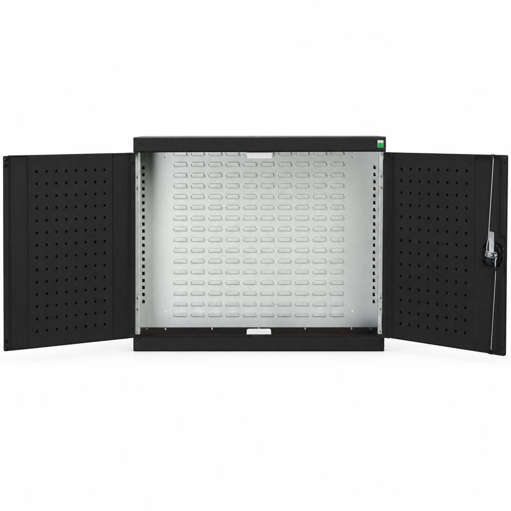 Wall Mounted Steel Cupboard with Perforated Door & Louvre Back Panel